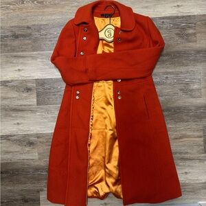 Jungal orange wool trench coat